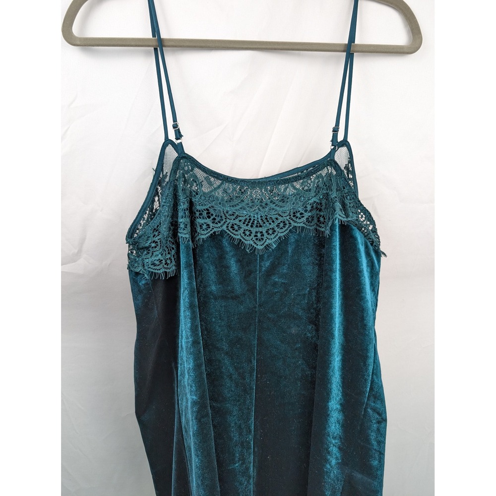 Fairy Grunge Velvet Lace Mini Dress Size M Teal Green Whimsigoth Ethereal Witchy - Picture 7 of 8